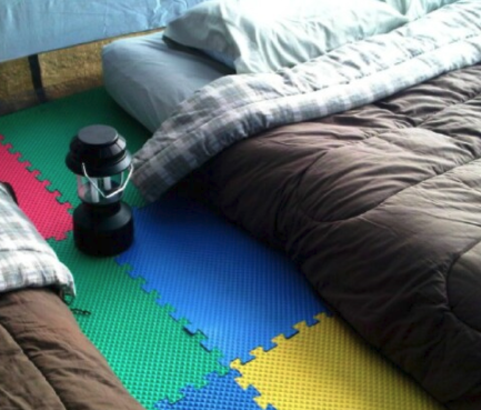 foam tiles in tent floor camper hack