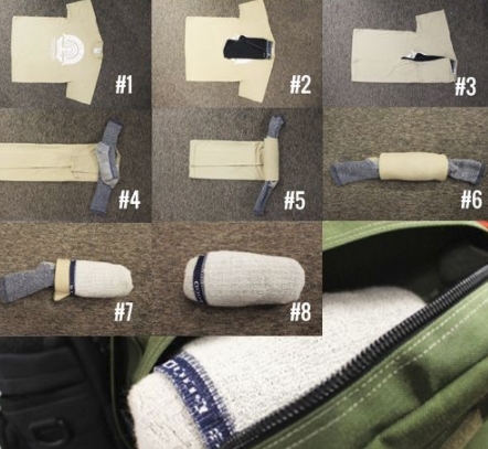 fold clothes camping backpack tip