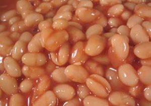 closeup of baked beans