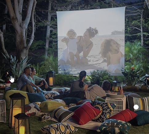 glamping idea with movie screen