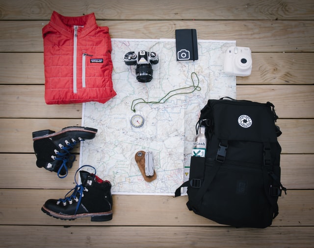 camping gear layout