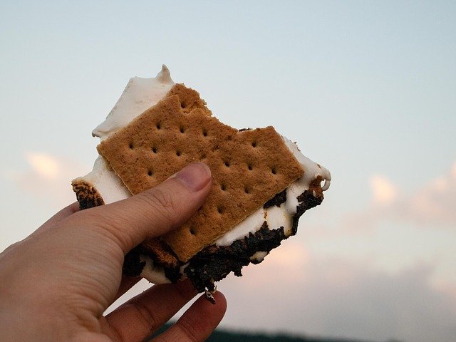 smore on a camping trip