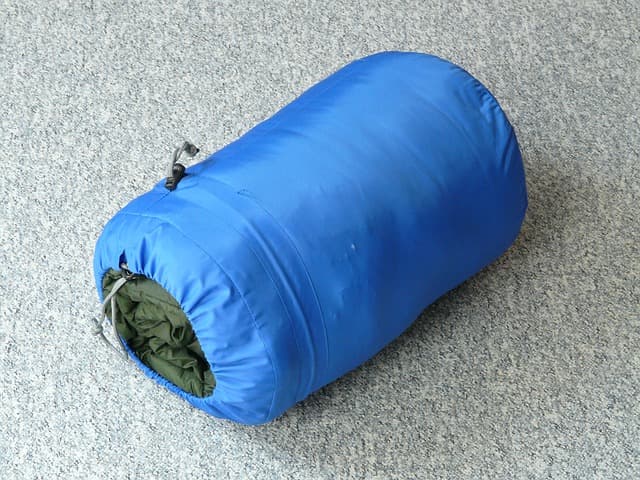 rolled up packable sleeping bag